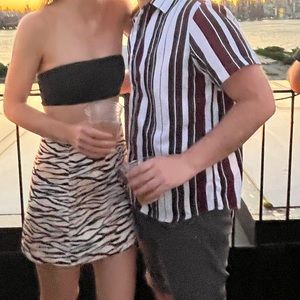 White Fox Zebra Print Mini Skirt